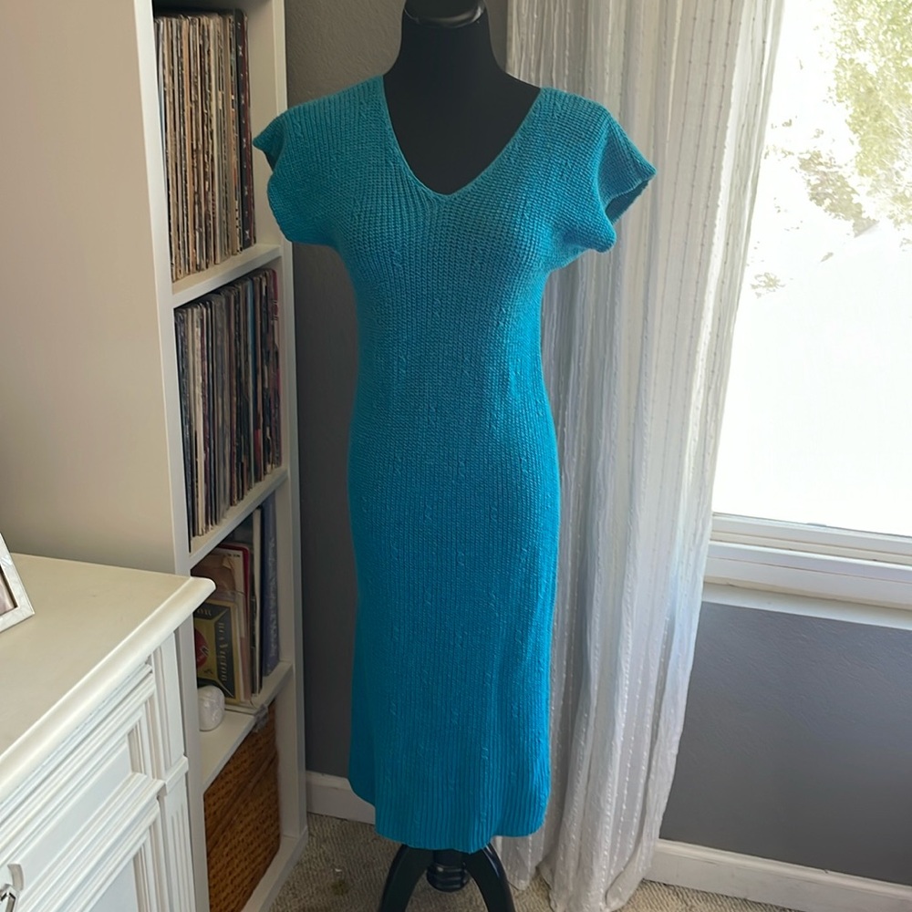 Vintage Blue Sweater Dress, M